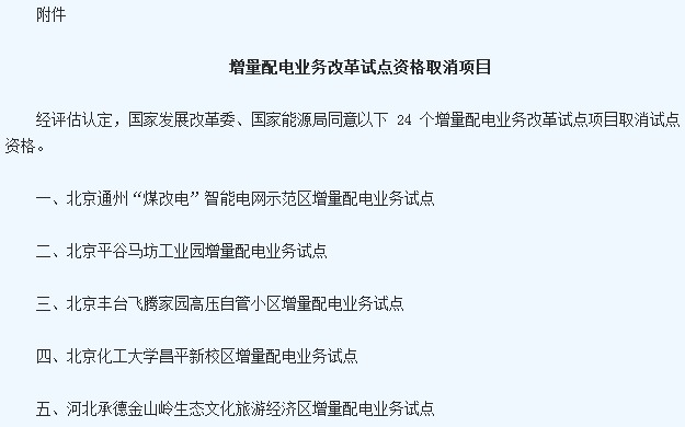 國家兩部門發(fā)布取消24個地區(qū)增量配電業(yè)務(wù)改革試點通知3